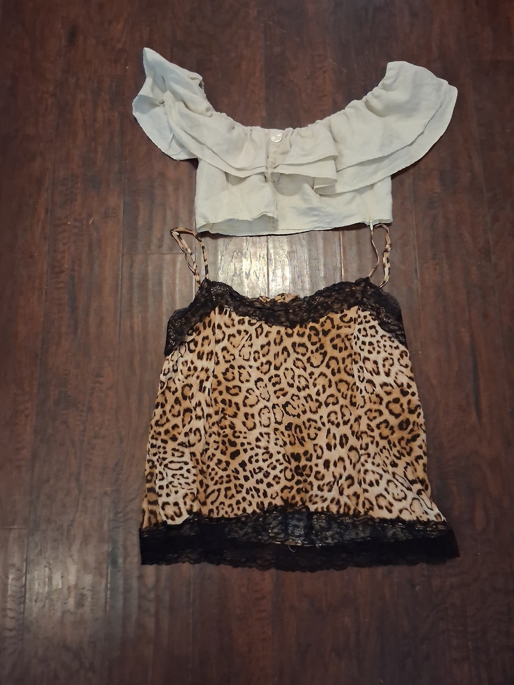 Leopard Print Lace-Trim Cami - Tan Crop Top Bundle